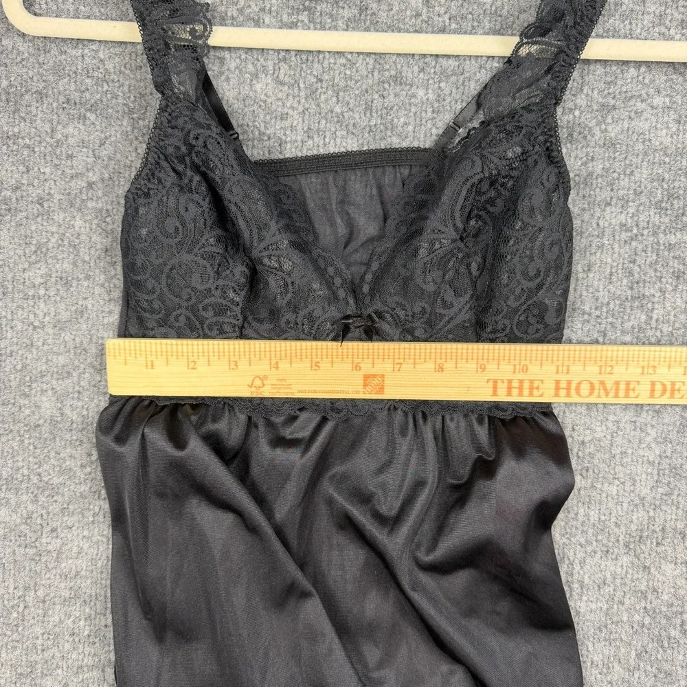 VTG Scaasi Womens Lace Nylon Slip Dress Black Size‎ 36B Victorian Goth Romantic